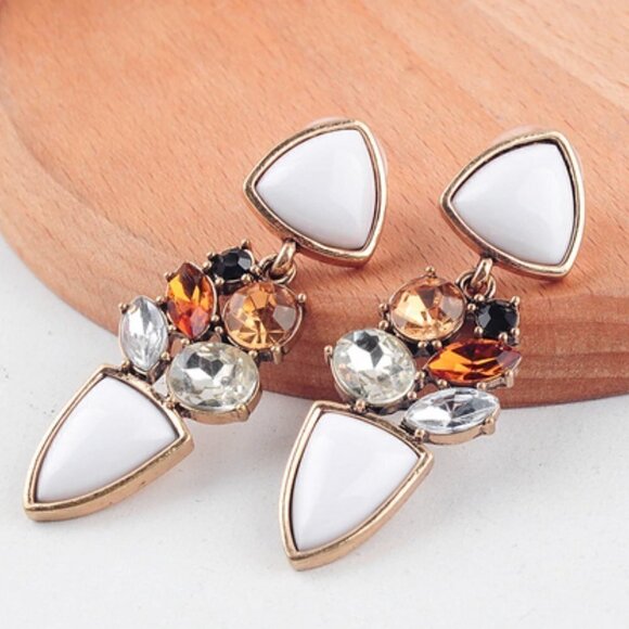 Boho elegant Gold Crystal Drop evening Earrings jewelry - Picture 1 of 8